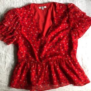 Madewell ruffle sleeve peplum top